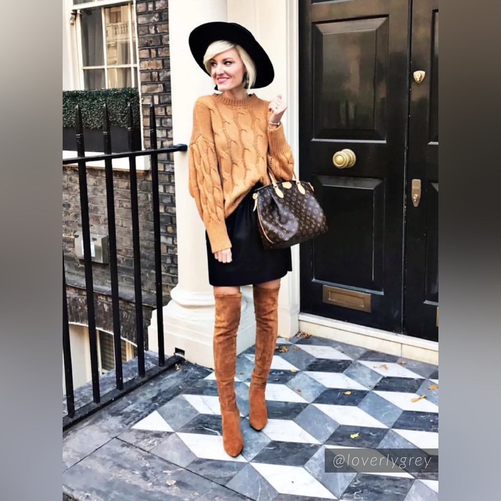 Tan Over the Knee Suede Leather Boots, EU size 40, US size 9-9.5